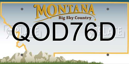 QOD76D Montana License Plate
