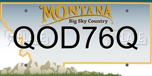 QOD76Q Montana License Plate