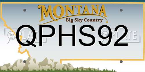 QPHS92 Montana License Plate