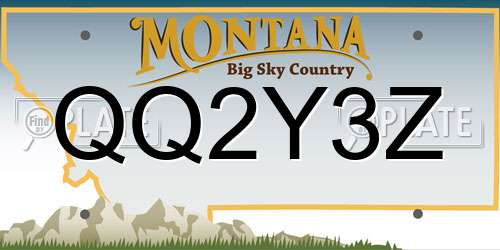 QQ2Y3Z Montana License Plate