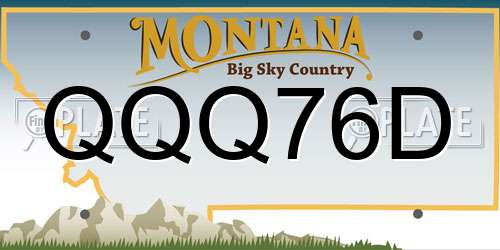 QQQ76D Montana License Plate