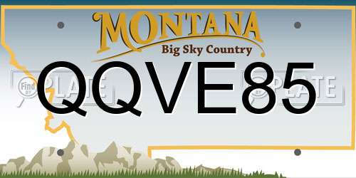 QQVE85 Montana License Plate