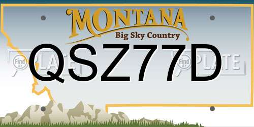 QSZ77D Montana License Plate