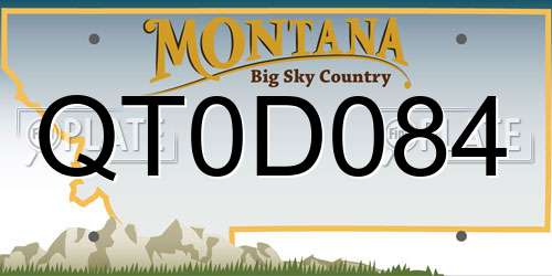 QT0D084 Montana License Plate