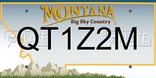 QT1Z2M Montana License Plate