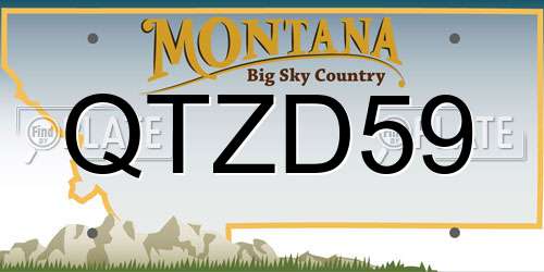 QTZD59 Montana License Plate