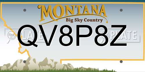 QV8P8Z Montana License Plate