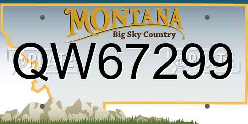 QW67299 Montana License Plate