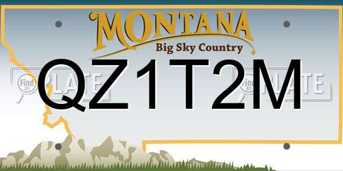 QZ1T2M Montana License Plate