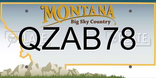 QZAB78 Montana License Plate