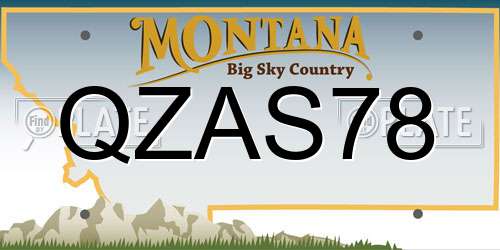 QZAS78 Montana License Plate