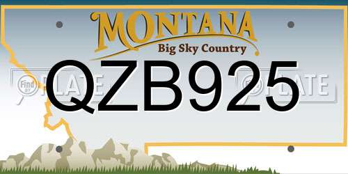 QZB925 Montana License Plate