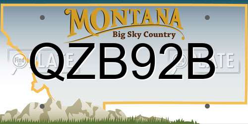 QZB92B Montana License Plate