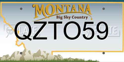 QZTO59 Montana License Plate