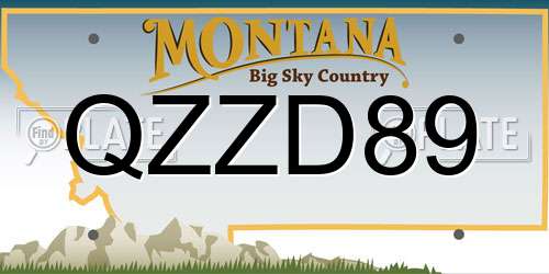 QZZD89 Montana License Plate