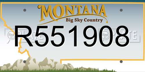 R551908 Montana License Plate