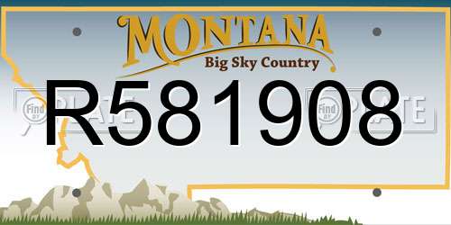 R581908 Montana License Plate