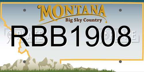 RBB1908 Montana License Plate