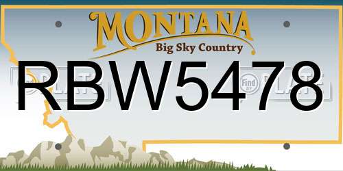 RBW5478 Montana License Plate
