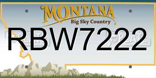 RBW7222 Montana License Plate