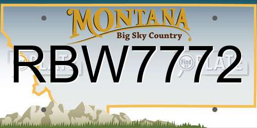 RBW7772 Montana License Plate
