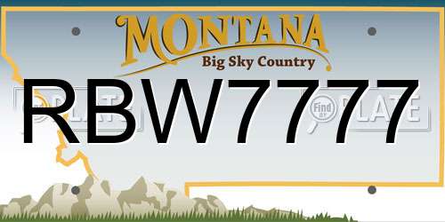 RBW7777 Montana License Plate