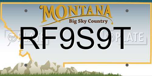 RF9S9T Montana License Plate