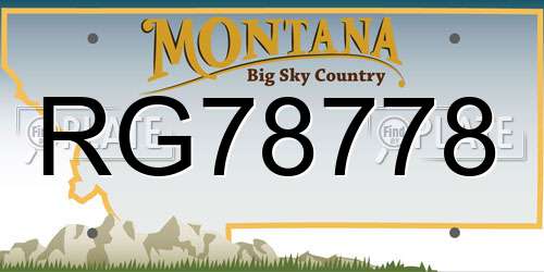 RG78778 Montana License Plate
