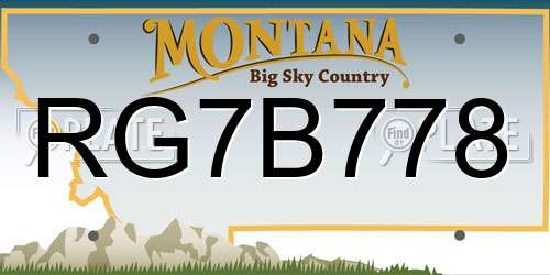 RG7B778 Montana License Plate