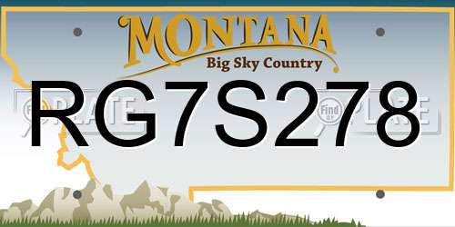 RG7S278 Montana License Plate
