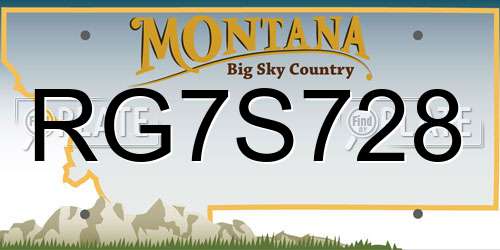 RG7S728 Montana License Plate