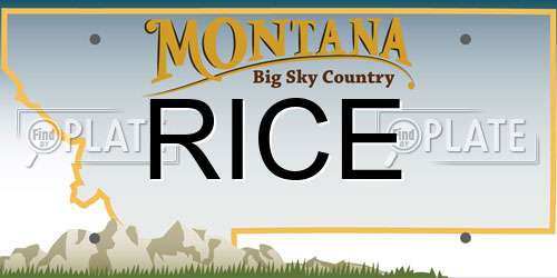 RICE Montana License Plate