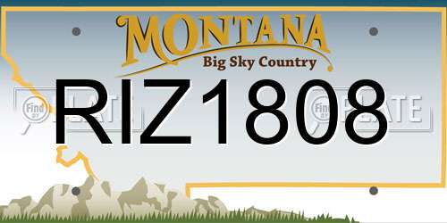 RIZ1808 Montana License Plate