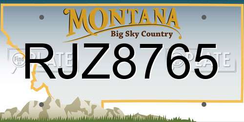 RJZ8765 Montana License Plate