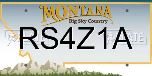 RS4Z1A Montana License Plate