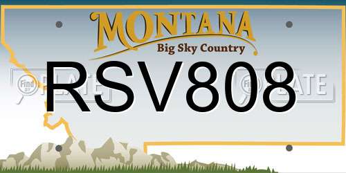 RSV808 Montana License Plate