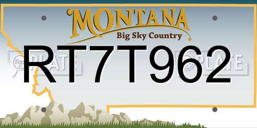RT7T962 Montana License Plate