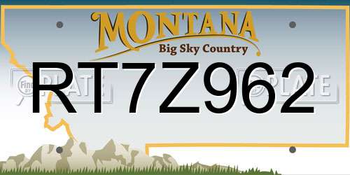 RT7Z962 Montana License Plate
