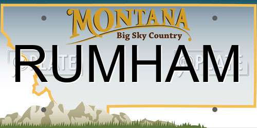 RUMHAM Montana License Plate