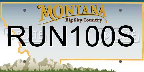 RUN100S Montana License Plate