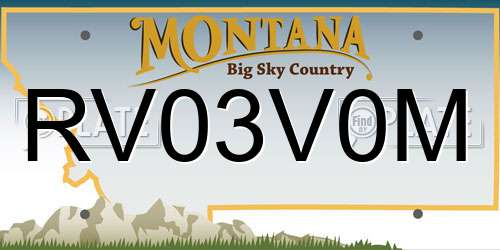 RV03V0M Montana License Plate