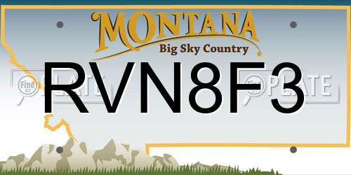 RVN8F3 Montana License Plate