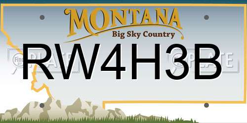 RW4H3B Montana License Plate