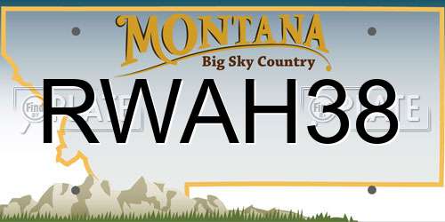 RWAH38 Montana License Plate