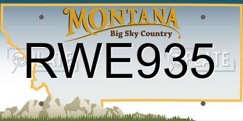 RWE935 Montana License Plate
