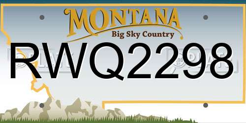 RWQ2298 Montana License Plate