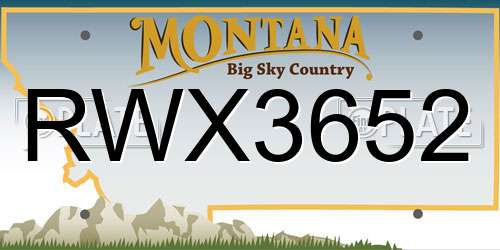 RWX3652 Montana License Plate