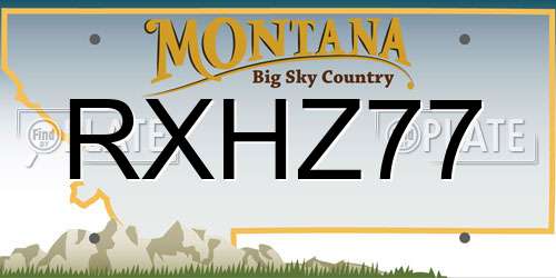 RXHZ77 Montana License Plate