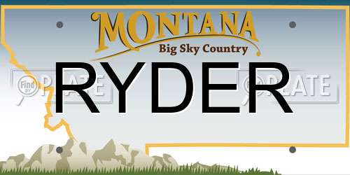 RYDER Montana License Plate