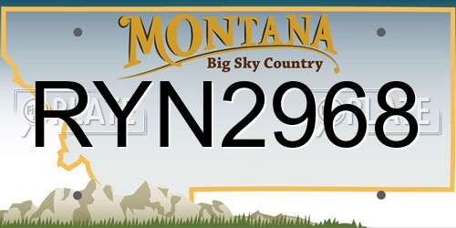 RYN2968 Montana License Plate